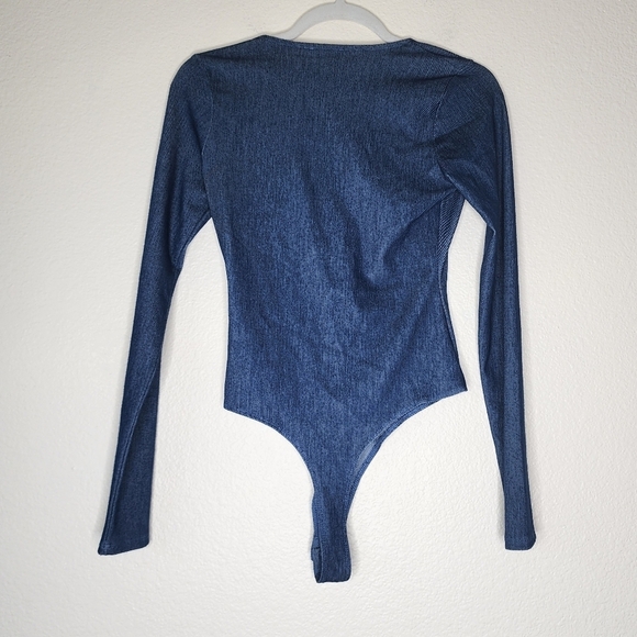 Naked Wardrobe The V Denim Bodysuit L - Picture 4 of 7